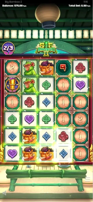 Lucky Bamboo Feature – ramki brązowe i srebrne w trakcie respinów